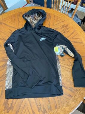 Dunbrooke Philadelphia Eagles 🦅 Black Hoodie with Real Tree Camo accents